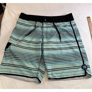 Billabong Platinum X Hydrostretch Mens Striped Board Shorts Blue Black Size 38